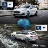 The Kuga Hybrid with AWD disconnect can optimise grip and efficiency using artificial intelligence